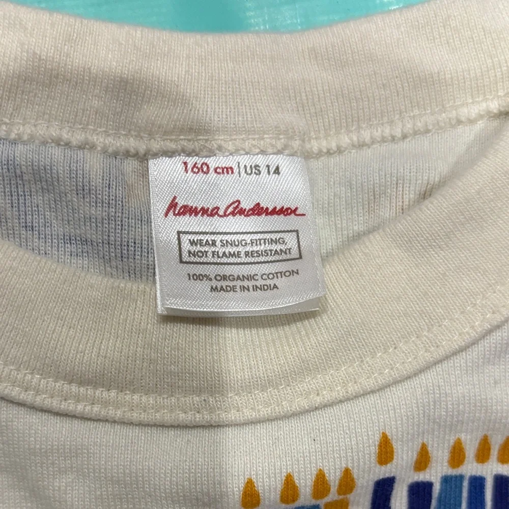 Worn Once- Hanna Andersson Blue and White Menorah Pajama Set for Hanukkah